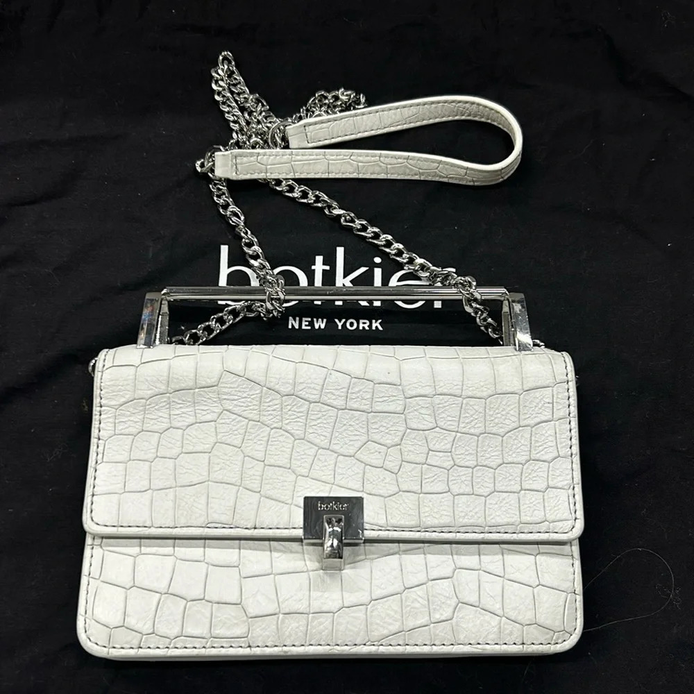 Botkier white embossed leather chain purse